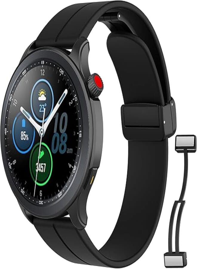 MoKo No Gap Band Compatible with Samsung Galaxy Watch 3 45mm/Galaxy Watch 46mm/Gear S3 Frontier/S3 Classic, Adjustable Replacement Sport Strap with Magnetic Folding Buckle, Agate